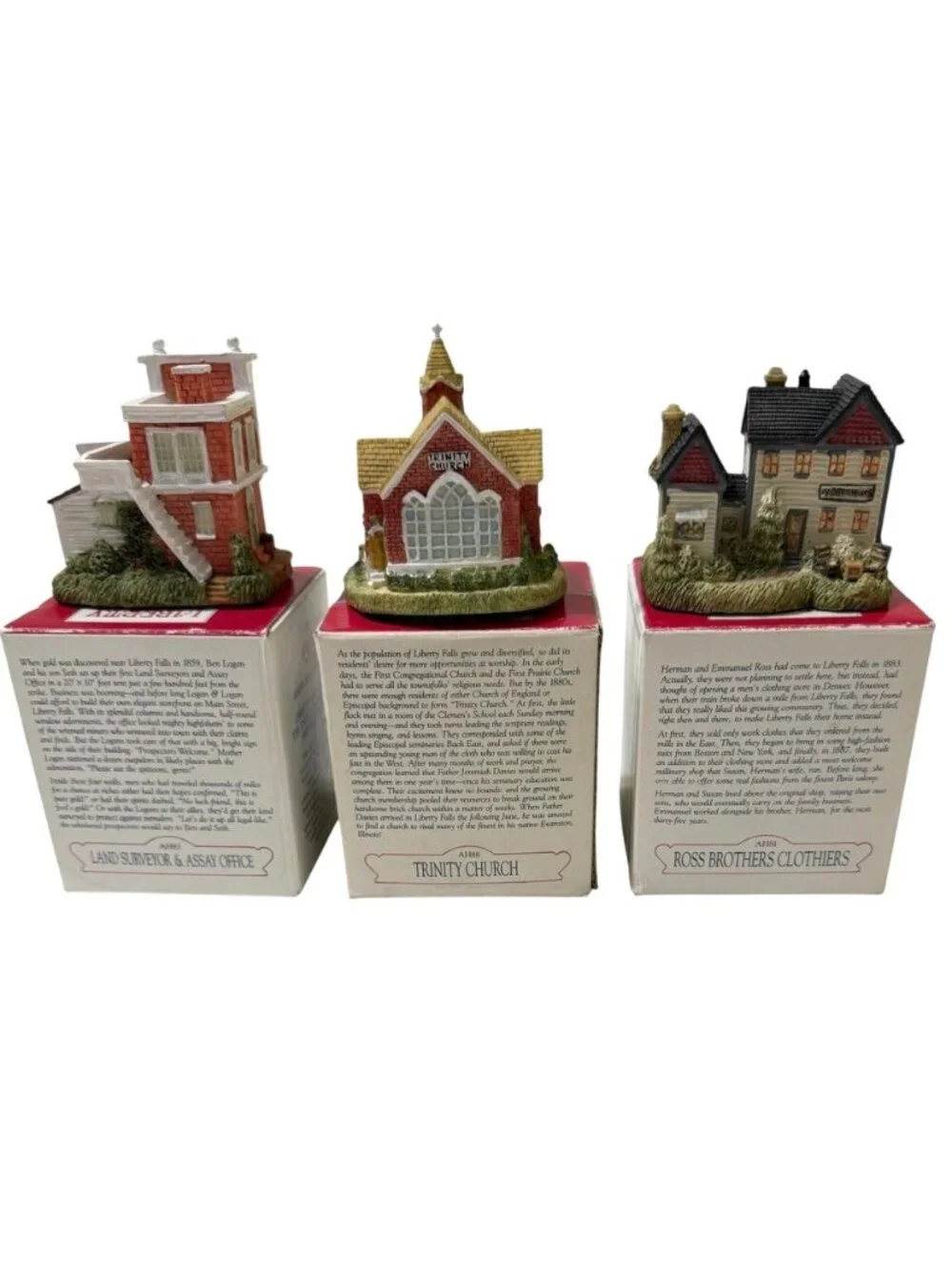 Lot of 3 Liberty Falls Village The Americana Collection 1990's Boxed Vintage